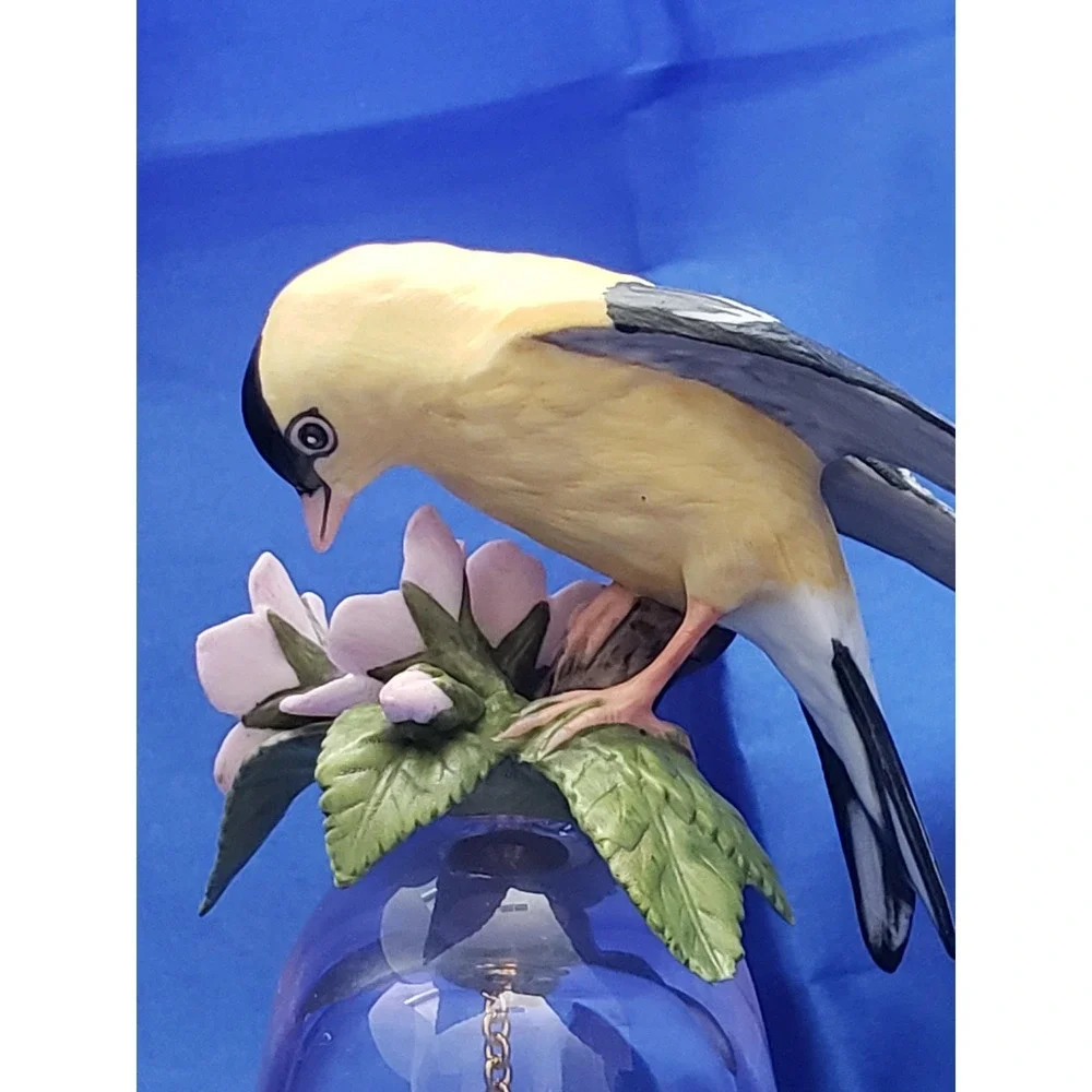 Goldfinch Bird Bell Porcelain Glass